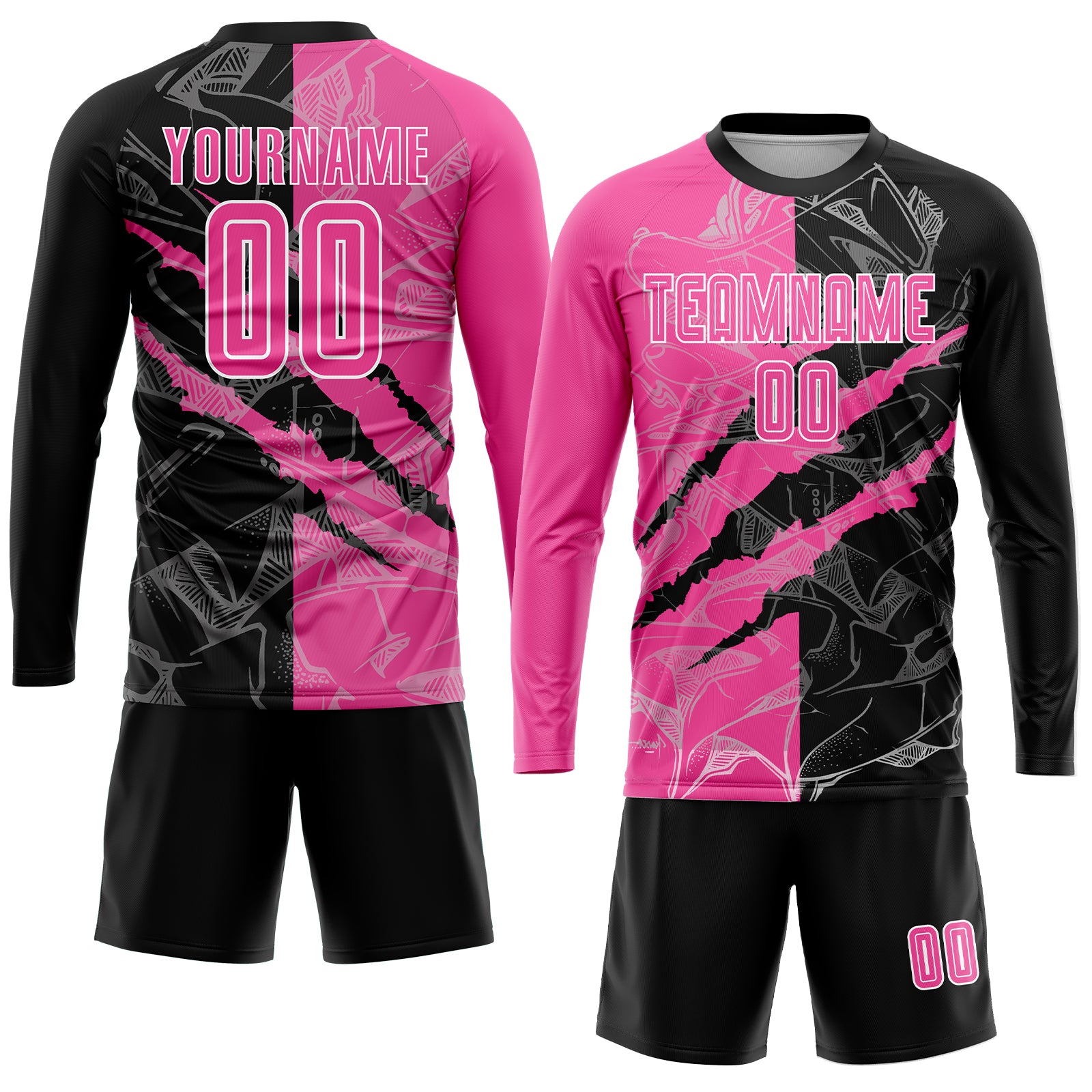 Custom Graffiti Pattern Pink Black-White Sublimation Soccer Uniform Jersey