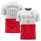 Custom Red White-Black Sublimation Polish Flag Soccer Uniform Jersey