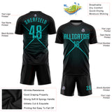 Custom Black Teal Sublimation Soccer Uniform Jersey
