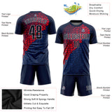 Custom Navy Navy-Red Sublimation Soccer Uniform Jersey