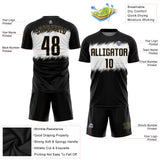 Custom Black Black-Old Gold Sublimation Soccer Uniform Jersey