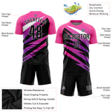 Custom Pink Black-White Sublimation Soccer Uniform Jersey