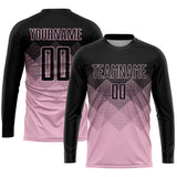 Custom Light Pink Black Sublimation Soccer Uniform Jersey