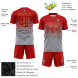 Custom Gray Red-Old Gold Sublimation Soccer Uniform Jersey