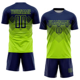 Custom Neon Green Navy Sublimation Soccer Uniform Jersey