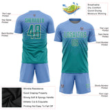 Custom Light Blue Teal-Cream Sublimation Soccer Uniform Jersey