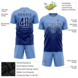 Custom Light Blue Navy-White Sublimation Soccer Uniform Jersey