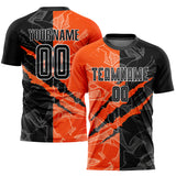 Custom Graffiti Pattern Black-Orange Scratch Sublimation Soccer Uniform Jersey