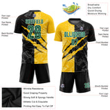 Custom Graffiti Pattern Kelly Green Black-Yellow Scratch Sublimation Soccer Uniform Jersey