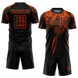 Custom Black Orange Sublimation Soccer Uniform Jersey