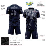 Custom Navy Gray Sublimation Soccer Uniform Jersey