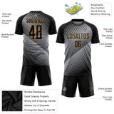 Custom Gray Black-Old Gold Sublimation Soccer Uniform Jersey