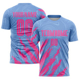 Custom Light Blue Pink Sublimation Soccer Uniform Jersey