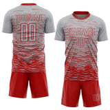 Custom Gray Red Sublimation Soccer Uniform Jersey