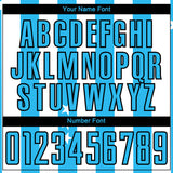 Custom White Sky Blue-Black Stars And Stripes Sublimation Soccer Uniform Jersey