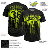 Custom Black Black-Neon Green 3D Pattern Two-Button Unisex Softball Jersey