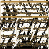 Custom White Black-Old Gold 3D Pattern Two-Button Unisex Softball Jersey