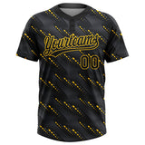 Custom Black Black-Gold 3D Pattern  Two-Button Unisex Softball Jersey