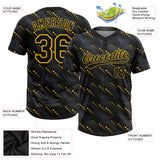 Custom Black Black-Gold 3D Pattern  Two-Button Unisex Softball Jersey