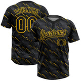 Custom Black Black-Gold 3D Pattern  Two-Button Unisex Softball Jersey