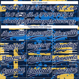 Custom Navy Navy Royal-Gold 3D Pattern Two-Button Unisex Softball Jersey