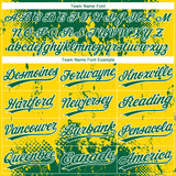 Custom Gold Green-White 3D Pattern Two-Button Unisex Softball Jersey