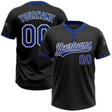 Custom Black Royal-White Two-Button Unisex Softball Jersey