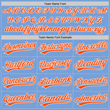 Custom Light Blue Orange-White Two-Button Unisex Softball Jersey