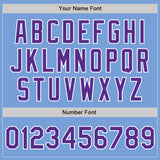 Custom Light Blue Purple-White Two-Button Unisex Softball Jersey