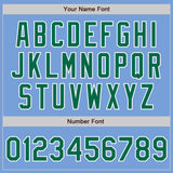 Custom Light Blue Kelly Green-White Two-Button Unisex Softball Jersey