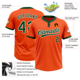 Custom Orange Green-White Two-Button Unisex Softball Jersey