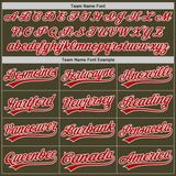 Custom Olive Red-White Salute To Service Two-Button Unisex Softball Jersey