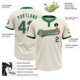 Custom Cream Kelly Green-Red Two-Button Unisex Softball Jersey