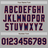Custom Gray Navy-Red Two-Button Unisex Softball Jersey