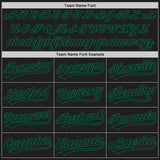 Custom Black Black-Kelly Green Two-Button Unisex Softball Jersey