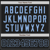 Custom Black Black-Light Blue Two-Button Unisex Softball Jersey