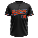 Custom Black Orange-Light Blue Two-Button Unisex Softball Jersey