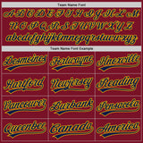 Custom Crimson Yellow-Navy Two-Button Unisex Softball Jersey