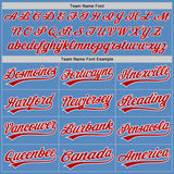 Custom Powder Blue Red-White Two-Button Unisex Softball Jersey
