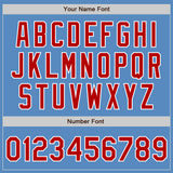 Custom Powder Blue Red-White Two-Button Unisex Softball Jersey