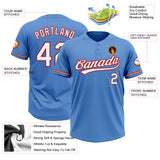 Custom Powder Blue White-Red Two-Button Unisex Softball Jersey