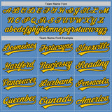 Custom Powder Blue Yellow-Black Two-Button Unisex Softball Jersey