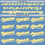 Custom Powder Blue White-Yellow Two-Button Unisex Softball Jersey