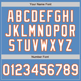 Custom Powder Blue White-Orange Two-Button Unisex Softball Jersey