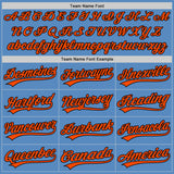 Custom Powder Blue Orange-Black Two-Button Unisex Softball Jersey