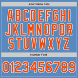 Custom Powder Blue Orange-White Two-Button Unisex Softball Jersey