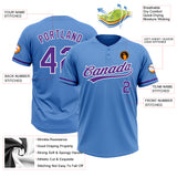 Custom Powder Blue Purple-White Two-Button Unisex Softball Jersey