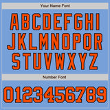 Custom Light Blue Orange-Black Two-Button Unisex Softball Jersey