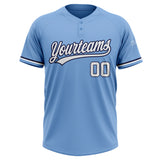 Custom Light Blue White-Navy Two-Button Unisex Softball Jersey