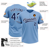 Custom Light Blue Navy-White Two-Button Unisex Softball Jersey